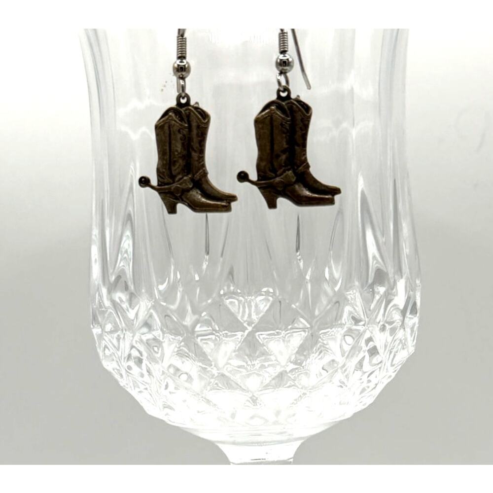 Silvertone Cowgirl Boot Earrings – Pierced